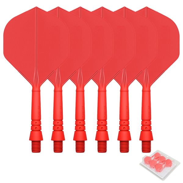 CyeeLife 6 Packs Integrated Dart Flights and Shafts,one Piece Accessory-Red