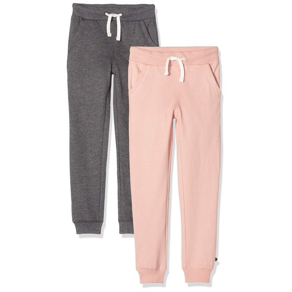 MINYMO Mädchen 2er Pack Sweat Pants/Freizeithose Für Hose, Mehrfarbig (Blusher/Rosa/Grau 568), 110 EU