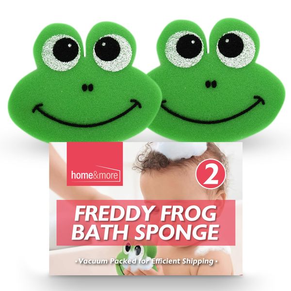 2pk Freddy The Frog Baby Bath Sponge | Soft Baby Sponges for Bath Newborn | Kids Bath Sponges Multipack Sponge Bath | Baby Sponges Bath for Newborn, Toddlers & Children | Bath Sponge Kids Baby Sponge