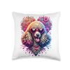 Poodle Miniature Dog St Valentines Day Artwork Throw Pillow