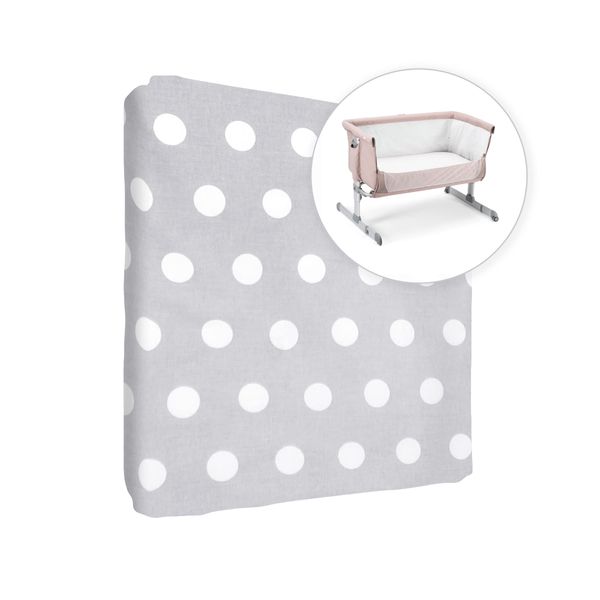 Baby Comfort Nursery 100% Cotton Fitted Sheet to fit 90x55 cm Bedside Crib (Polka Dots Grey)