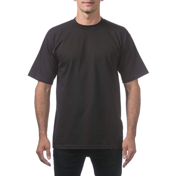 Pro Club Men's Heavyweight Cotton Short Sleeve Crew Neck T-Shirt, Black, 2XL-Tall