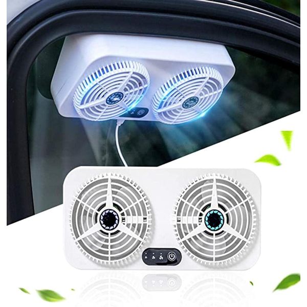 ZHUZE Car Exhaust Fan, Car Ventilation Fan, USB Rechargeable, 2021 Edition, Cooling Air, Car Ventilation, Air Purifier, Fan Separation Design, Deodorizing, Hot Air Exhaust, Car Cooling Product, Energy