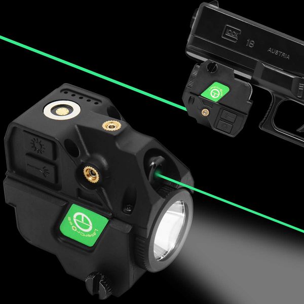 Lasercross New Version CL103 Laser Sight- Magnetic Touch Charging Green Dot Sight,LED Flashlight Combo Build-in Lithium Battery Sights with 21mm Rail Picatinny On/Off Switch for Air Pistol,Airgun