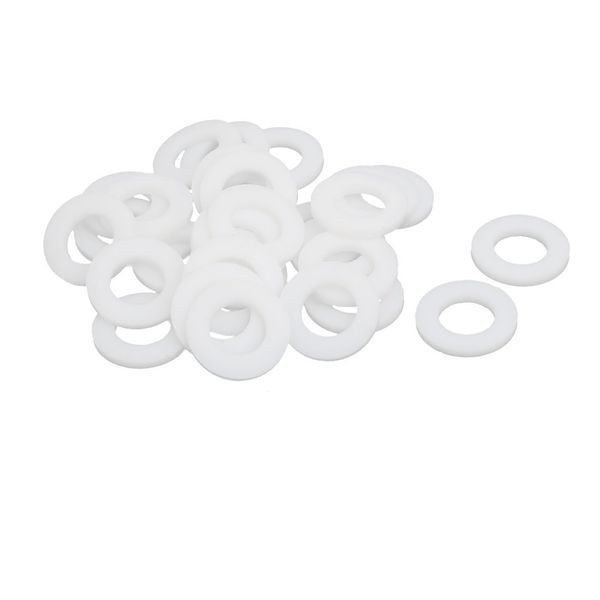 uxcell Flat Washer Sealing Gasket PTFE 0.7 inch (18 mm) Outer Diameter 0.4 inch (10 mm) Inner Diameter 0.08 inch (2 mm) Thickness for Faucet Pipes and Water Hoses, White, Pack of 30