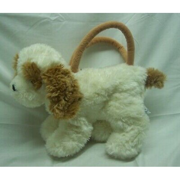 Russ CUTE SOFT TAN & WHITE 13" PUPPY DOG Plush STUFFED ANIMAL PURSE BAG