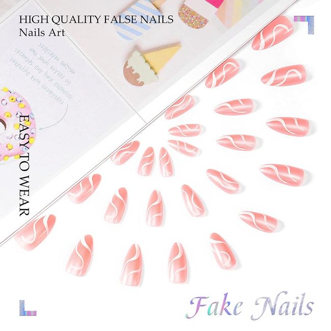 Pink Graphic Press On Nails – Everything Eva