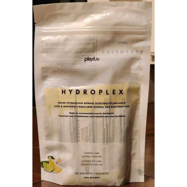 Plexus Hydroplex Hydrate Electrolyte Drink Mix Lemon Lime Sealed Bag 20 Packets
