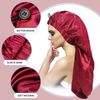 2PCS Satin Hair Braid Bonnet,Foldable Extra Long Bonnet for Braids with Button,Single Layer Sleep Cap,Soft Hair Sleeping Bonnet Cap for Black Women,Large Hair Loose Cap for Dreadlocks(Black+Wine Red)