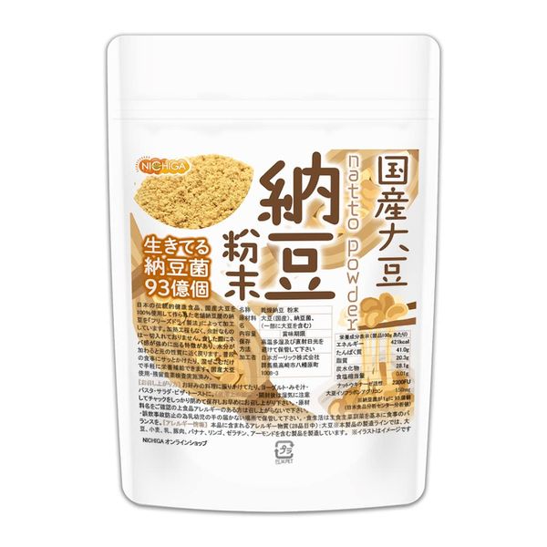 NICHIGA 01 Natto Powder, 3.8 oz (110 g), Made with 100% Japanese Soybeans, Natto Powder, 9.3 billion Live Natto Bacteria, Nattokinase Activation, Soy Isoflavone Aglycon