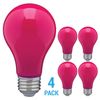 4 Pack CERAMIC PINK LED Bulb A19 Medium E26 8W 60 Watt Equivalent Damp Location