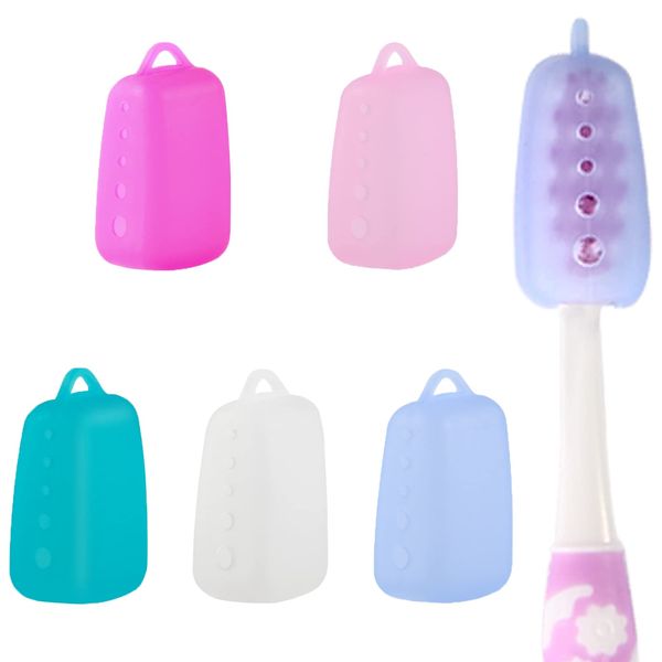 V-TOP Electric Toothbrush Head Cover, 5 Pack Toothbrush Covers Caps for Travel, Silicone Portable Tooth brush Pod Case Protector for Home and Outdoor