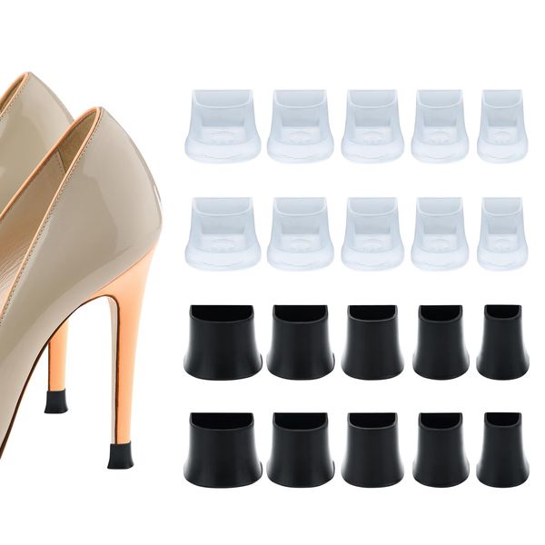 Bekecidi 10 Pairs High Heel Protectors for Stiletto Shoes, 5 Sizes Heel Replacement Tips Heel Repair Caps Covers, Stiletto Heel Protectors for Grass Gravel Wedding Outdoor Activities