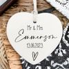 Personalised Mr & Mrs wedding Porcelain Heart Keepsake Gift