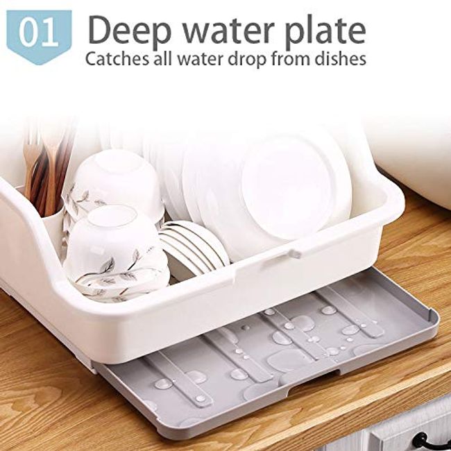 Shop Compact Kitchen Dish Rack Drainboard Set,plastic Dish Drying Rack,kitchen  Drain Rack With Lid Cover,for Kitchen Organizer Storage