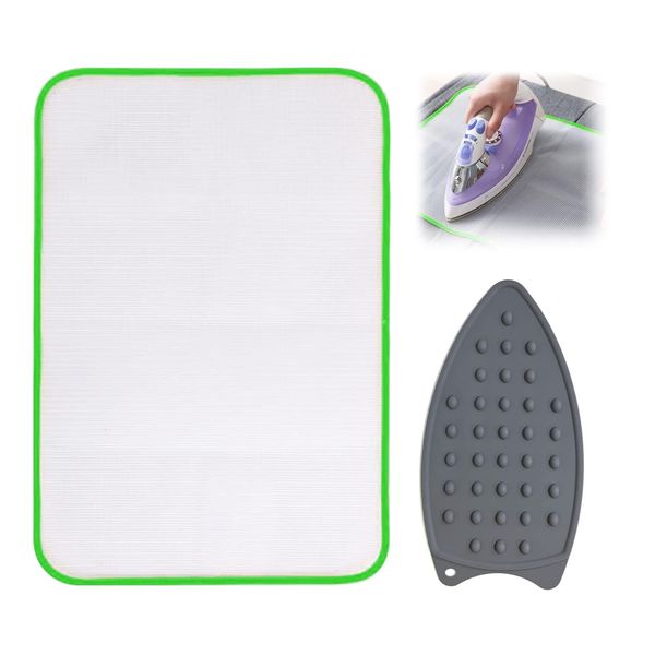 1 piece of silicone ironing rest mat, with 1 piece of ironing heat insulation mat, iron rest mat, portable ironing mat, thermal safety protection