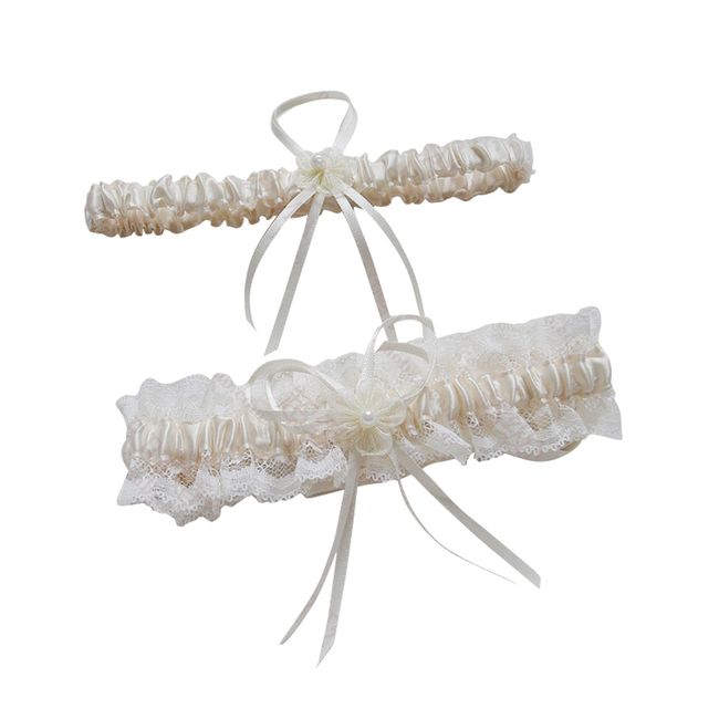 VEPYCLY Women's Stain Wedding Bridal Garter BG008IV, One Size, Ivory