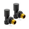 Angled Anthracite Manual Standard Radiator Towel Rail Valves
