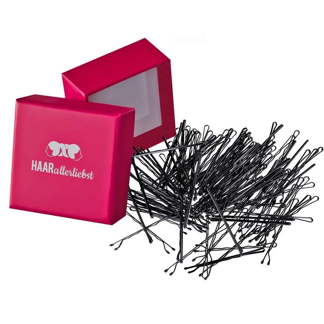 100 saç tokası Bobby Pins Siyah, Pembe Box Haarallerliebst