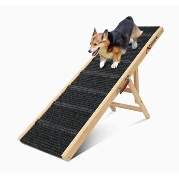 Vidouillet Dog Ramp for Bed, 47.2" Long Wooden Foldable DogRamp, 6...