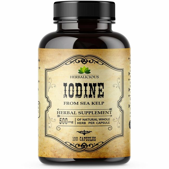 Iodine Sea Kelp 100 caps Pure Healthy Thyroid Support Metabolism Energy Booster