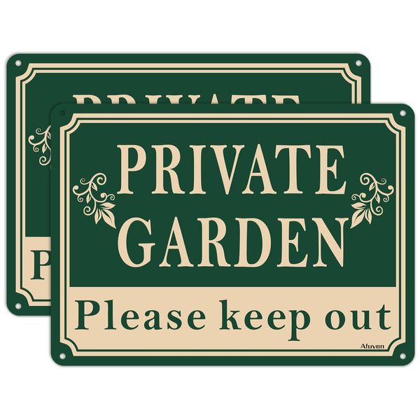 2 Pack Private Garden Please Keep Out Safety Signs Metal Reflective 25 x 18 cm Private Signs No Trespassing Signs Outdoor Gate Rust Free Aluminum UV Printed Easy Mounting Use Waterproof Durable