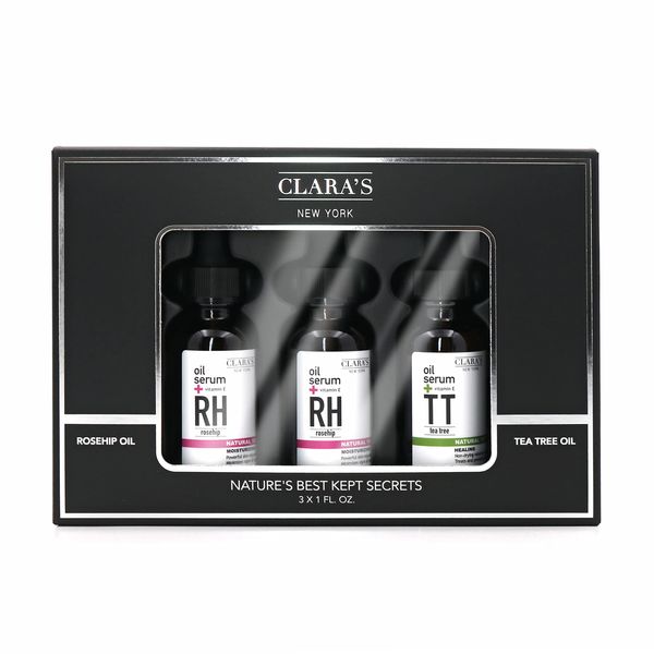 CLARA'S NEW YORK - Nature's Best Kept Secrets Gift Set - Rosehip and Tea Tree Oil - 3 x 1 fl oz Each