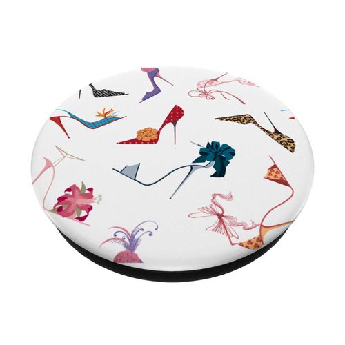 Vintage High Heel Shoes Red Blue Purple On White Background PopSockets PopGrip: Swappable Grip for Phones & Tablets