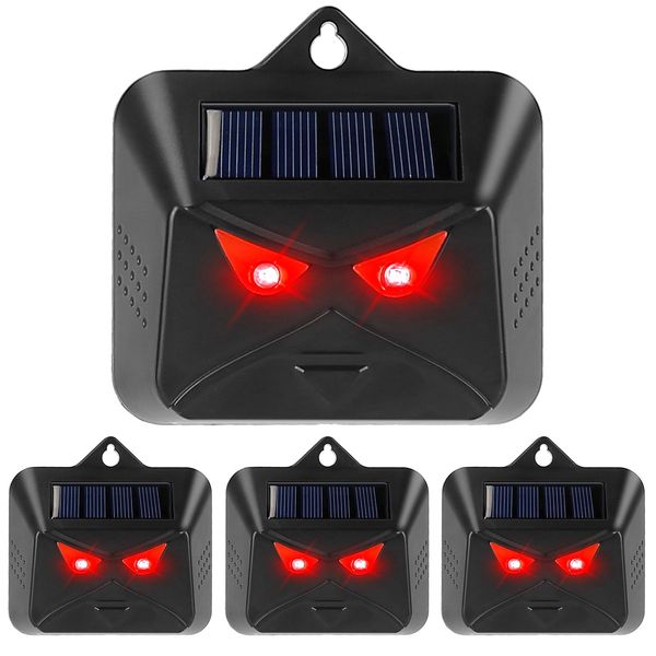 4Pcs Solar Predator Control Light Coyote Deterrent Deer Bird Repeller Lamp Animal Repellent for Garden Farm - Black