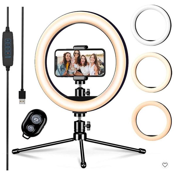 LED Ring Light Tripod Stand Phone Holder 3 Light Modes X002L240ZH