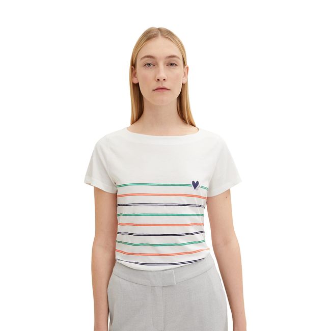 TOM TAILOR Damen T-Shirt mit Herz-Print aus Bio-Baumwolle