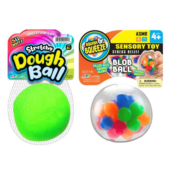 JA-RU Bop Ball & Soft Dough Stretchy Balls Stress Relief Toy (2 Packs) Soft Dough Stress Ball Pull and Stretch & Hand Ball Filled with Squishy Balls Anxiety Therapy Sensory Fidget Toy 401(1)-4786-(1)s