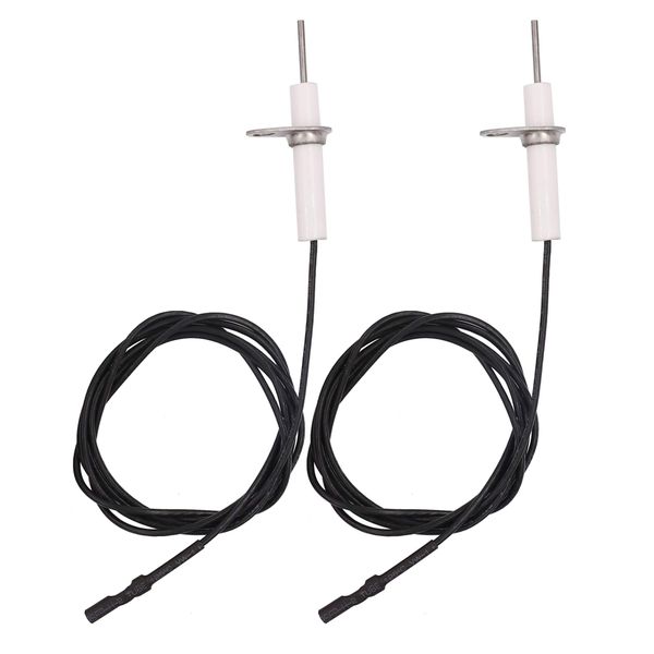 METER STAR 2Pc 38" Ignitor Wire & Ceramic Electrode Assembly Replacement,Ignition Electrode Can DIY Bending for Gas Burner Ceramic Spark Plug Ignition Electrode Replacement