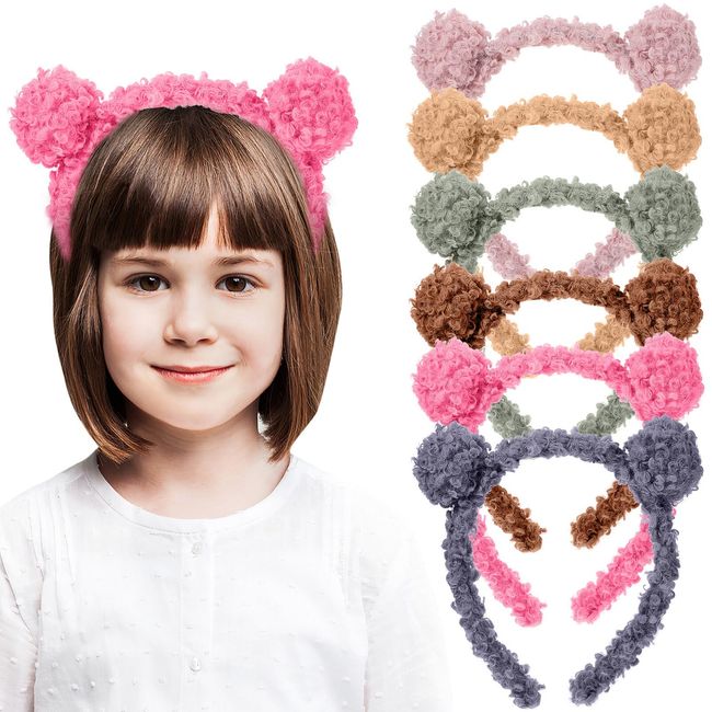 SUPVOX Bear Ears Headbands 6Pcs Cute Bear Ear Headbands Face Washing Hair Hoops Costume Hair Accessories for Party Cosplay Makeup Bear Ears Hair Hoops