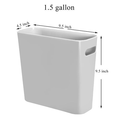 Youngever 1.5 Gallon Slim Trash Can, Plastic Garbage Container Bin, Small Trash Bin with Handles for Home Office, Living Room, Study Room, Kitchen, Bathroom (1 Pack Grey)