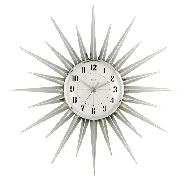 Acctim Sunburst Wall Clock, Silver, 43 cm l x 43 cm w