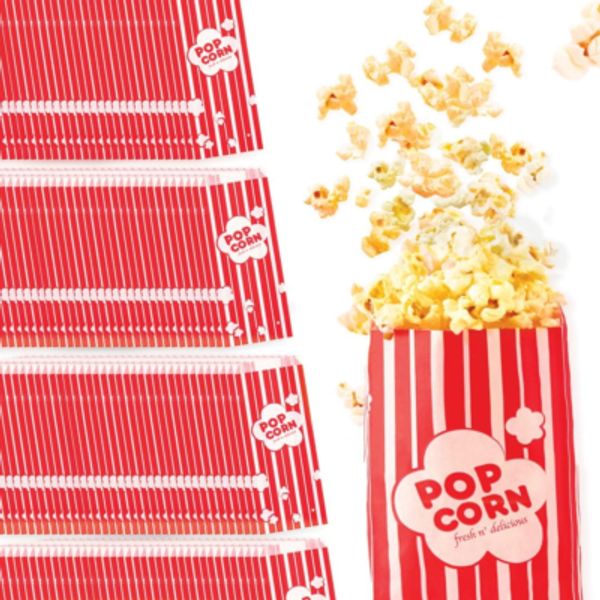 1 Oz Paper Popcorn Bags Bulk (500 Pack) Small Red & White Pop-Corn Bag Disposabl
