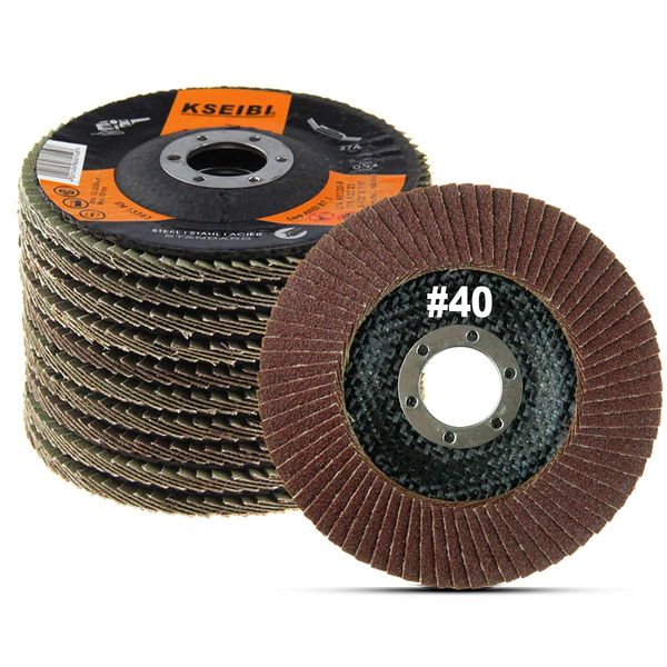 KSEIBI 4 1/2 in Flap Disc Aluminum Oxide 10 Pack Auto Body Sanding Grinding Wheel (40 Grit) 686008