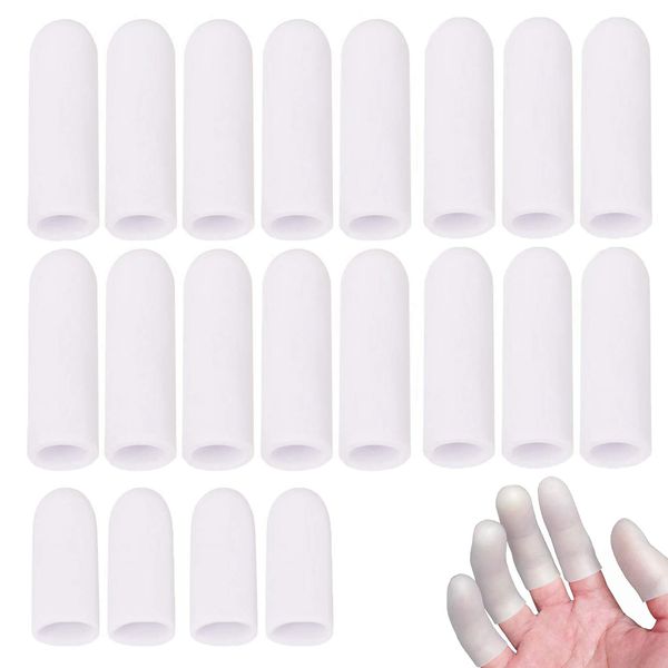 Mcvcoyh 20 Pieces Finger Protectors, Silocone Finger Cots, Gel Finger Sleeves to Protect Fingertips, Hand Eczema