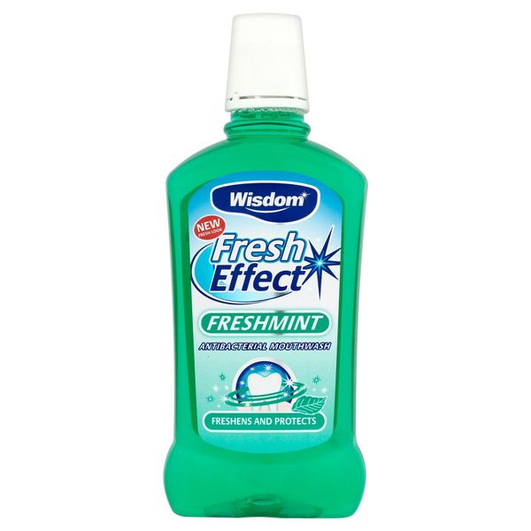 6 x Wisdom Fresh Effect Freshmint Antibacterial Mouthwash 500ml