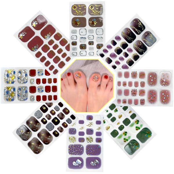 Nail Stickers for Feet, Popular, Set of 8, 3D Non-Damage Gel, Nail Stickers, Nail Art, Gel Nails, Just Stick, Nail Wrap, Popular, Cute, Popular, Women's, Stylish, Advanced, Nail Wrap (Foaming Summer