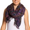 PANASIAM Sarong in Dark Colours, Scarf, Cloth, Beach Towel, Wrap Dress, Soft Natural Fabrics, Fair Produced, B022 Fern Indigo, L