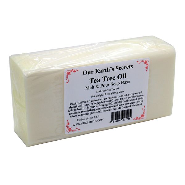 Our Earth's Secrets - 2 Lbs Melt and Pour Soap Base - Tea Tree Oil