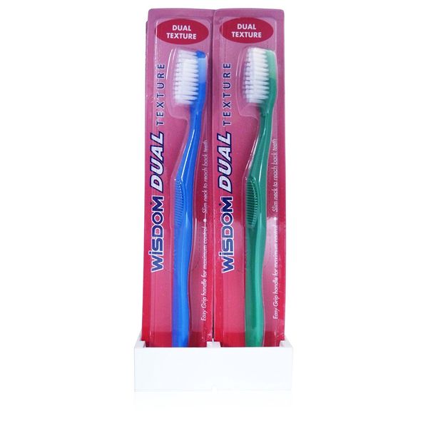 12x Wisdom Toothbrush Dual Texture - BULK MANUAL TOOTHBRUSHES by Wisdom