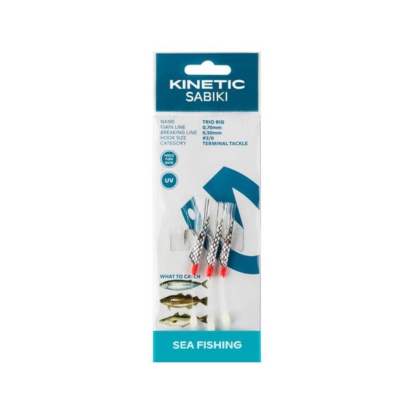 Kinetic Sabiki Trio #2/0 White Flash