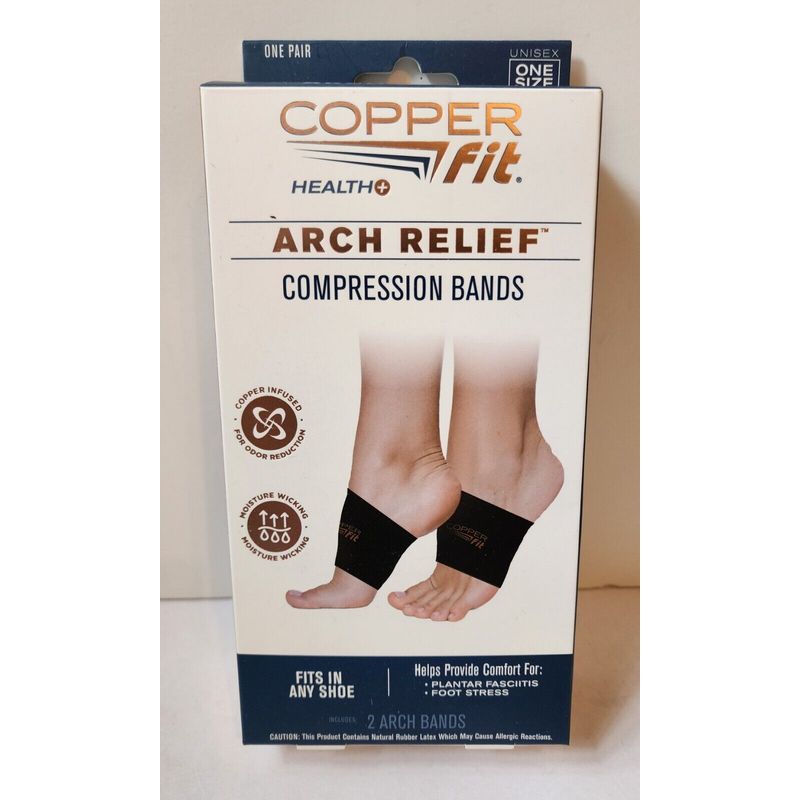 COPPER HEALTH FIT ARCH RELIEF COMPRESSION BANDS ONE PAIR Fits Any Shoe ...