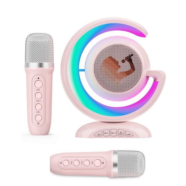 Karaoke Machine for Kids,Portable Bluetooth Karaoke Speaker,with 2 Microphones and led Light,Ideal Gifts for Girls Boys Home Party.