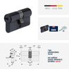 ABUS Profile Cylinder D6XBL 40/40 with Code Card and 5 Keys - 96806 - Black