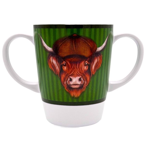 Rosa Lifestyle Two Handled Melamine Mug – Lightweight 126g, 400ml/14oz Capacity – Daily Living Mobility Aid for Elderly, Dementia, Tremors, Arthritis, & Weak Grip (Sheep Coo)