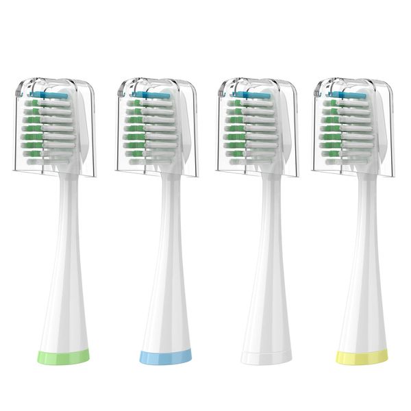 Replacement Toothbrush Heads for Water Pik Complete Care 5.0/9.0 (CC-01/WP-861), with Covers, 4 Count, White